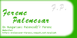 ferenc palencsar business card